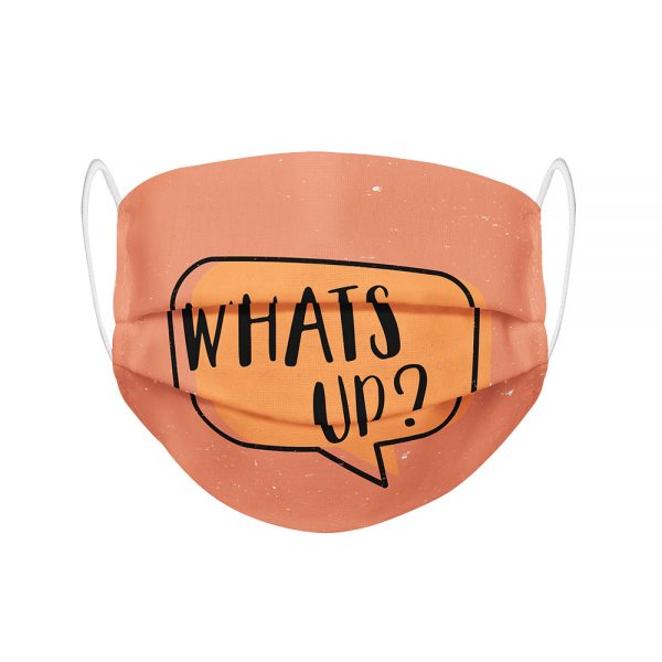 Mundmaske von Shirtinator mit dem Design "Whats up?" in Frontansicht