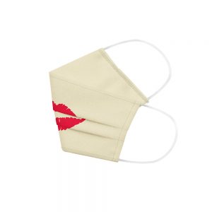 Mundmaske von Shirtinator mit dem Design "Kussmund" in Seitenansicht